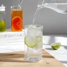 4-Piece Square Lidded Glass Cup With Straw And Straw Brush, Portable Drinking Cup, Iced Coffee Cup, Father's Day Cup, Perfect For Office, Party Supplies, Home, School, And Outdoor Use - 透明 - 查看 2