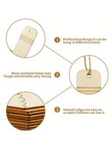 Juego de 26 marcapáginas de lápiz de madera con cuerda de cáñamo - Decoración de recuerdos escolares y de fiesta con respaldo de corcho - Beis - Ver 3