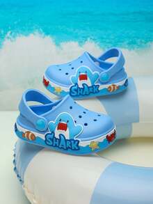1 Pasang Sandal Pantai Bayi Anti Selip Motif Hewan Bernapas, Sandal Pelindung Luar Ruangan untuk Bayi - Biru - View 2