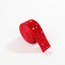1pc 2.5cm*5/10 Yards Christmas Gold Foil Star Velvet Ribbon Gift Box Packaging, Home Party Decoration Home Decor Christmas Decorations Room Decor Winter