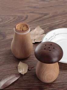 Charming Mushroom Shaped Toothpick Holder - Black Walnut Wood, Perfect For Kitchen And Dining Room Decor, Ideal Gift For Valentine's Day, Thanksgiving, Mother's Day And Father's Day - Coffee Brown - View 4