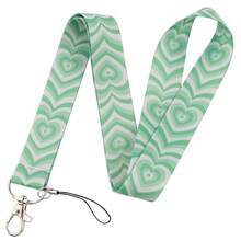 1 Stück minimalistischer Herz-Muster Schlüsselband, Hängende Karten-/Ausweishalterung, geeignet für Studentenausweis, Autoschlüssel, Schlüsselanhänger Armband Halloween Accessoires Lehrertag Weihnachtsgeschenkideen Taschenlanyards mit ID-Halter Autozubehör Taschenanhänger - Verschiedenfarbig - Übersicht 10