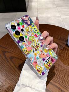 SpongeBob SquarePants 1個卡通趣味海綿派大星圖案精準切割防震手機殼保護套，適用於/Apple 16/15/14/13/12/11Pro Max/12Pro/14Plus及其他機型 - 彩色 - 查看 2