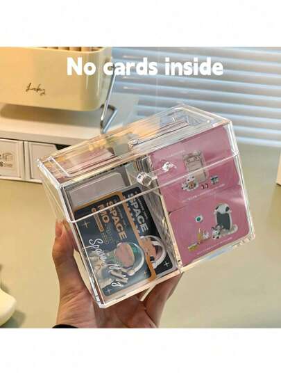 1 cutie de depozitare pentru carduri foto (9/8/2/1 compartimente disponibile), cutie transparentă creativă pentru carduri foto Idol, cutie organizator pentru carduri, cutie de depozitare din plastic, rechizite școlare, cadou de Crăciun personalizat (pentru ea), cadou distractiv (pentru adolescenți)