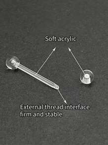 3/6件装透明黑白亚克力UV柔性舌钉，乳白色美甲多功能穿刺钉，时尚朋克极简风格，适合日常佩戴和派对，男女通用