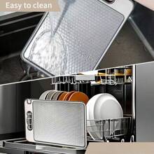 不锈钢砧板，双面切菜板带磨刀器，肉类切菜板，网格设计，导流槽，防滑硅胶边缘