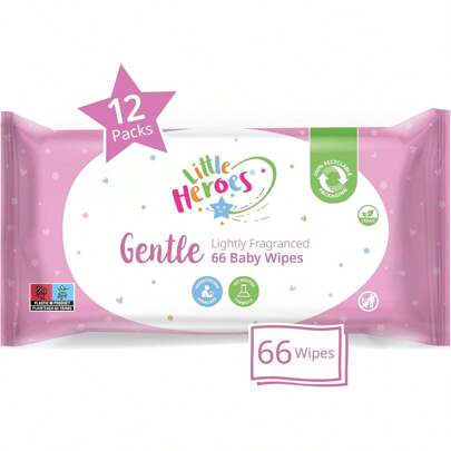 Little Heroes Baby Wipes, Wet Wipes For Sensitive Skin, Lightly Fragranced (12 Packs X 66 Wipes Totaling 792 Wipes)