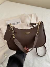 1pc Solid Color PU Leather Fashion Underarm Bag. It Is A Simple And Stylish Large Capacity Shoulder Bag, Business Commuter Messenger Bag, And Small Handbag For Daily Office Use. Suitable For Girls, Female College Students, Beginners, And White-Collar Workers. Very Suitable For Office, University, Work, Business, Commuting, Outdoor Activities, Travel, And Going Out. , Old Money