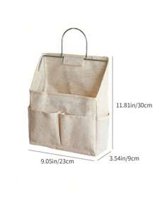 亚麻吊篮带金属框架和挂钩，大容量收纳零食、玩具、杂物、衣物，居家、宿舍、返校必备 - 彩色 - 查看 9