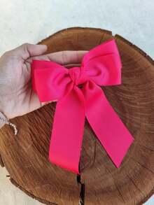 Large Size Adult And Children's Hair Bow With Tips, Autumn/Winter/Spring/Summer Color - Hot Pink - View 1