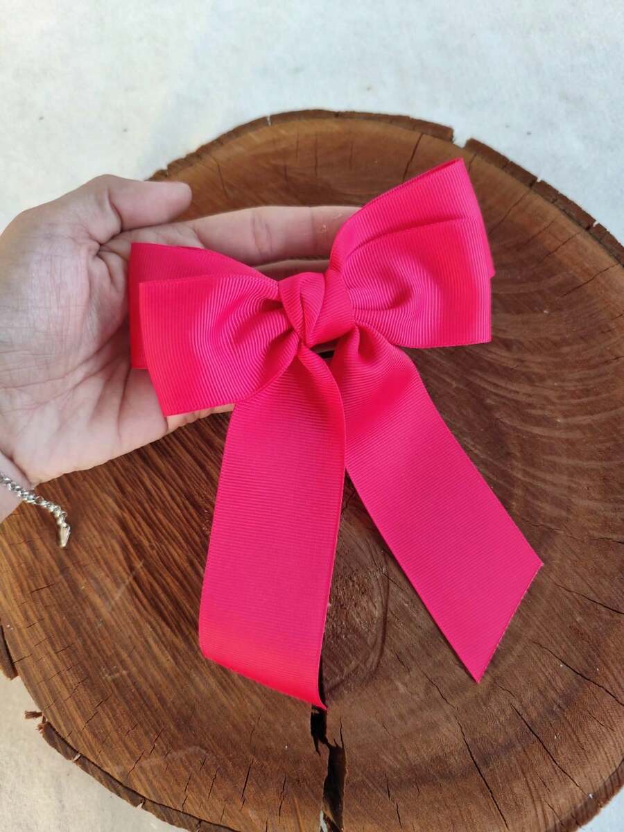 Large Size Adult And Children's Hair Bow With Tips, Autumn/Winter/Spring/Summer Color - Hot Pink - View 1