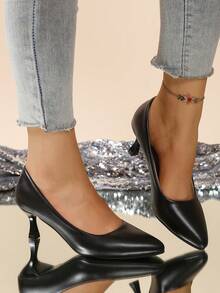 2026 Spring/Summer Women's High Heels, Fashionable Casual Chic, Suitable For Holidays, Weddings, Parties, Office, Commuting, Elegant Pointed Toe Versatile - Black - View 3