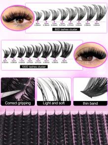 544/640 Stücke Wimpernbüschel D-Locken Einzelwimpern, mit Kleber und Versiegelung, Augenbrauenpinsel, Pinzette Set für Anfänger, weich und natürlich aussehende Kunstwimpern zum Vergrößern der Augen, dicke & natürlich flauschige DIY segmentierte Wimpern für verschiedene Augen-Make-up-Looks, Wimpern+Wimpernverlängerungs-Kleber+Pinzetten Set einfach zu verwenden, Starter-freundlich, flauschiger dichter Kunstwimpern-Set, geeignet für Alltag, Outdoor, Date, Augen-Make-up, Studenten Rückkehr zur Schule Geschenk Wimpernbüschel Set, Wimpern, Kunstwimpern