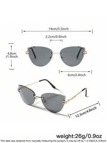 1 件女士金属框架无框猫眼时尚夏季眼镜，适合 Y2K 配饰和节日出游