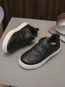 1 Paar neue Kinderschuhe, schwarze Schuhe für Mädchen, bequeme Mädchen-Sportschuhe mit rutschfester Sohle, weiße Schuhe für Schüler, Jungen-Schuhe mit Klettverschluss, PU-Leder Jungen-Schulschuhe, schwarze Schuhe für Jungen, weiße bequeme Schulschuhe für Jungen, Urlaubsschuhe für Jungen - Schwarz - Übersicht 6