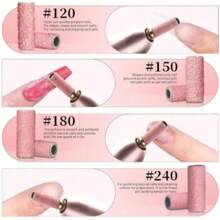 100pcs/Box Seamless Sanding Bands Kit: Pink Small Mini Nail Art Grinding Sanding Bands With Bit, Electric Grinding Machine Nail Grinding Head, Nail Removal Sand Bands, Nail Grinding Tool #180/#240 - Pink - View 2