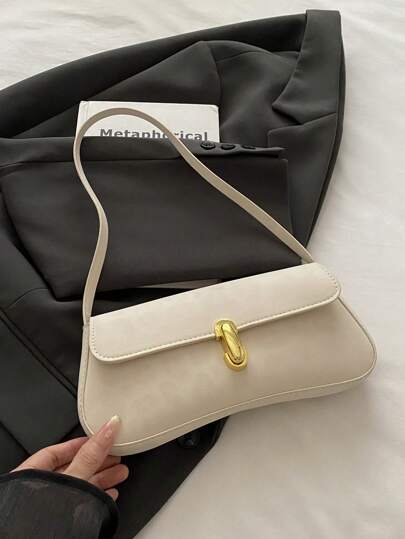 Damväska med vintage-motiv och lockdekor i konstläder, enaxlad armhåla, lämplig för dejting, utflykter och fester.