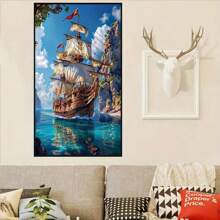1 Stück exquisites 5D Diamant-Gemälde - Nautisches DIY Diamant-Kunst-Malset, Rundes Vollbohr-Diamant-Malset, Wanddekoration für Zuhause, Geschenk für Feiertage