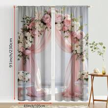 2 tấm rèm in hoa hồng màu hồng thanh lịch - Thiết kế hoa văn với họa tiết hoa hồng trắng và kem, 100% polyester, kiểu may túi luồn thanh treo dễ dàng, có thể giặt máy, thích hợp cho phòng ngủ, phòng khách, nhà bếp, phòng tắm - Trang trí nhà cửa phong cách và tăng cường sự riêng tư, rèm cửa cho phòng ngủ, rèm chắn sáng. - Nhiều màu - Xem 6