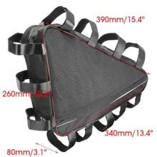 Bicycle Triangle Frame Bag 39x34x26cm Oxford Cloth Saddle Storage Bag With 8cm Thickness Front Beam Fixing Tool Pouch For Cycling MTB Road Bike Black