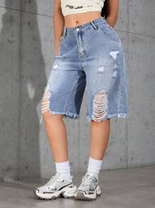 Women's Casual Distressed Loose Denim Shorts