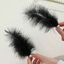 2pcs Elegant Faux Feather Hair Clips, Romantic Hair Accessories For Brides, Princesses, Ballroom