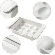 Kitchen Organizer, Kitchen Organizer, Kitchen Storage Basket, Kitchen Fruit Bowl, Kitchen Storage, Kitchen Drawers, Kitchen Shelving, Hot 2Pcs Fridge Drawer Organizers Stackable Kitchen Storage Bins Space Saving Refrigerator Trays For Fruits, Eggs, Vegetables, Food Containers - White - View 12