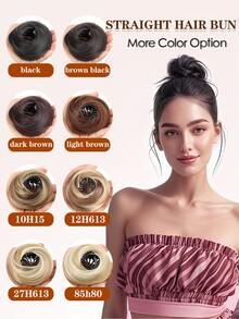 Bird's Nest Magic Hair Clip Straight Hair Bun Hair Piece Clip On Hairtail Extension Heat Resistant Synthetic Straight Chignon With Fluffy Donut Updo Natural Hairpiece Black Brown Blonde Hair Bun For Women Ponytail Holders Fashion Hair Suitable For Daily Wear 1PC - Multicolor - View 7