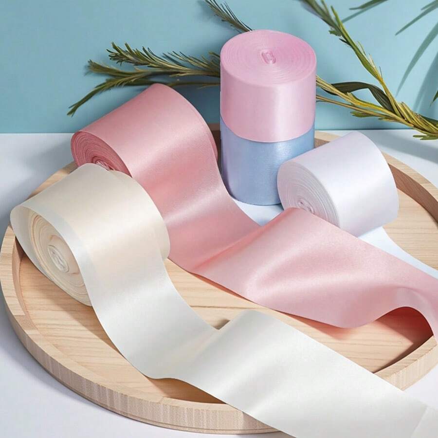 1 pieza Cinta colorida ajustada, decoración navideña y de Halloween, cinta de regalo de poliéster brillante, cinta de satén liso de unicolor, cinta de satén liso extra ancha para decoración de bodas, sillas, regalos, flores, adecuada para manualidades, bodas, cumpleaños - color mixto, suministros hechos a mano, tratamiento de superficie brillante, cara de satén de poliéster, decoración de bodas, borde elegante, textura suave, organizador de eventos, Ancho: 3.8cm, Longitud: 20m