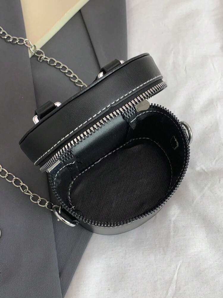 2025 Thời Trang Mới Trăm Trăm Niche Cao Cấp Kết Cấu Hộp Trang Điểm Túi Mini Son Môi Túi Đeo Vai Túi Đeo Chéo - màu đen - Xem 5