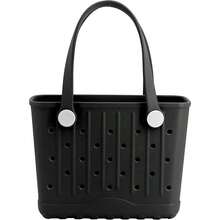 Rubber Tote Bag Small Beach Bag Waterproof Travel Bags Washable Tote Portable Open Handbag For Sports Beach Boat Outdoor - 黑色 - 查看 1