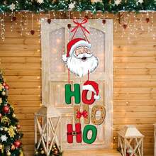 Christmas Decorations-Merry Christmas Home Front Porch Door Hanger Decor Party Paper Signs Banners Tree Elk Snowman Santa Claus Wall Hanging Indoor Decorations,Decoration Cartoon-Style Colorful Paper Decorative Door Hanging Banner For Indoor,Outdoor Wall,Yard Decoration Best Gifts Birthday - Multicolor - View 1