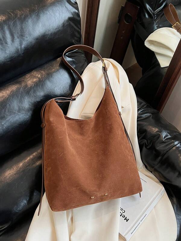 1 pièce Sac à épaule mode polyvalent à fermeture magnétique de couleur unie, sangle réglable, sac bandoulière haut de gamme pour femmes