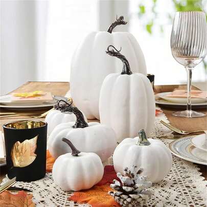 7pcs/4pcs/1pc Set Simulation Pumpkin Ornaments Set Handicraft Pumpkin Shape Ornaments For Living Room Cabinet Decoration Home Decor Halloween Decor Room Decor Halloween