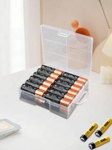 1/2pcs Transparent Battery Storage Box, Can Hold 24pcs AA Or 24pcs AAA Batteries, Back To School