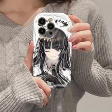 Funda de teléfono con patrón de chica anime para iPhone 16, linda 13PROMAX, hermosa 12MINI, bonita XR, única 16PROMAX, a prueba de golpes y anti-caída, fundas de teléfono XS 15PROMAX, estética 14PROMAX, diseño de onda 14, sensación suave 12 mujeres 13MINI, TPU grueso 16/15/15PRO/14PLUS/XSMAX/13/12PRO/16PLUS/16PRO/11/11PRO/14PRO/11PROMAX/12PROMAX/13PRO - Blanco - Ver 3