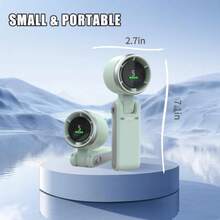 Portable Handheld Turbo Fan, Battery Operated, 180° Rotate Mini Fan With 5 Wind Speed, LED Digital Display, 3 IN 1 Personal Fans, Gifts For Women Men Travel Camping Outdoor Office - Green - View 7