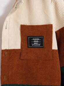 Jungen Lässige Outdoor Mode Kontrast Farbblock Patchwork Tasche Dekor Regular Fit Langarm Kapuzenjacke, Frühling & Herbst - Braun - Übersicht 5