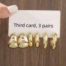 3 Pairs/9 Pairs New ABS Resin & CCB Exaggerated C-Shaped Water Drop Personalized Fashion Earring Set - New Four - View 5