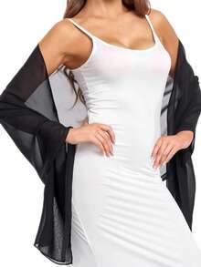 Chiffon Shawl Scarf, Suitable For Brides, Weddings, Formal Dresses And Special Occasions - Black - View 3