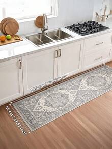 1 peça de tapete cinza, estilo boêmio, tapete de corredor, 900g/m², 0,5cm de espessura, antiderrapante, lavável à máquina, decoração para casa, sala de estar, cozinha, corredor, quarto, sala de jantar, escritório, todas as estações