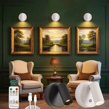 1 件遥控聚光灯，带触摸控制的壁画装饰壁灯，3 种灯光颜色可调光夜灯，壁挂式艺术和植物照明，可充电灯 - 3 Colors - 查看 5