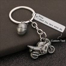 Personalized Stainless Steel Motorcycle Helmet Keychain, Fashion Helmet Shape Keychain, Custom Engraved Name Letter Charms Key Ring Bag Pendant Key Chains Unique Birthday Gift Gift For Cycling Enthusiasts,School Supplies,Back To School,School Gift