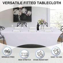 1 Piece Beautiful Spandex Tablecloth, 1.8 X 2.4 M, Stretch Tablecloth, Universal For Rectangular Tables, Wedding, Banquet, Event, White Or Black, Back To School, Valentine's Day - Nhiều màu - Xem 5