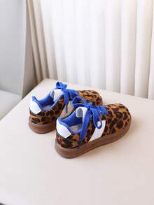 1 双男女款豹纹返校儿童舒适休闲户外运动鞋，适合春秋季 - 棕色 - 查看 6