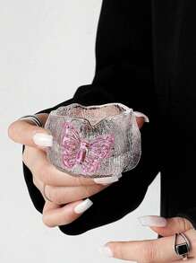 1pc/2pcs Japanese Style Glass Teaware, Wabi-Sabi Gongfu Tea Cups, Pink Butterfly Teacups, Living Room, Dining Room, Home Decor Back To School