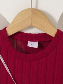 2pcs Girls Casual Outfit Set - Sleeveless Top With Bow Decor And Long Sleeve Knee-Length Dress, Fashion Suit For Girls, Spring/Autumn/Winter