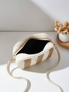Túi xách dệt thời trang dành cho nữ Túi đeo vai Túi đeo chéo Túi vuông nhỏ Nhiều màu - Màu Khaki - Xem 6