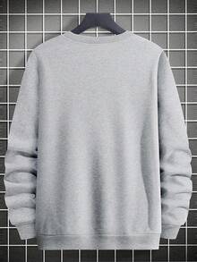 Zrgoth 男士抽象线条图案印花圆领卫衣，秋冬街头时尚 - 灰色 - 查看 5