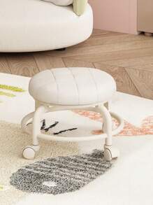 1 件移动矮凳带旋转脚轮 - 不含甲醛的塑料脚凳，适用于家庭、客厅、卧室 - 舒适的多用途圆形脚凳、工具和配件，无香型